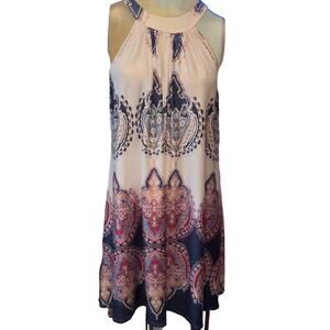 Leo Rosi High Neck Loose Fit Sleeveless Halter Neck Paisley Y2K Dress Size M